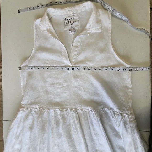 Frank & Eileen DAPHNE Sleeveless Popover Dress White Washed Linen XLarge - Picture 7 of 13